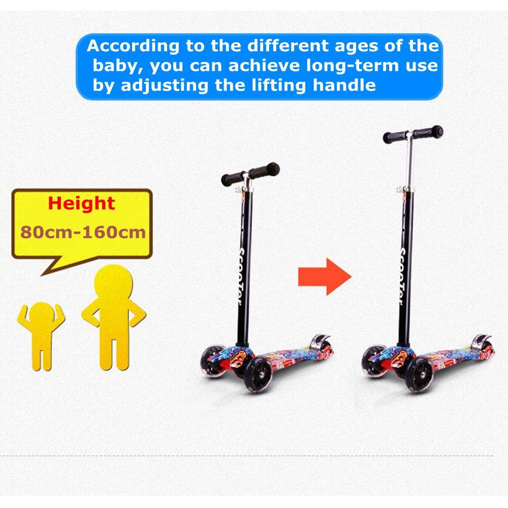 COOLBABY 036S Kids Scooter 3 Wheel 4Wheel Mini Adjustable Kick Scooter with LED Light Up Wheels - COOL BABY