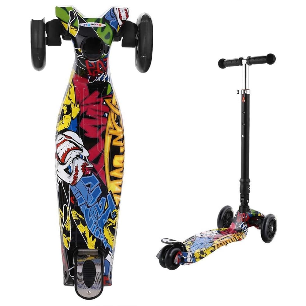 COOLBABY 036S Kids Scooter 3 Wheel 4Wheel Mini Adjustable Kick Scooter with LED Light Up Wheels - COOL BABY