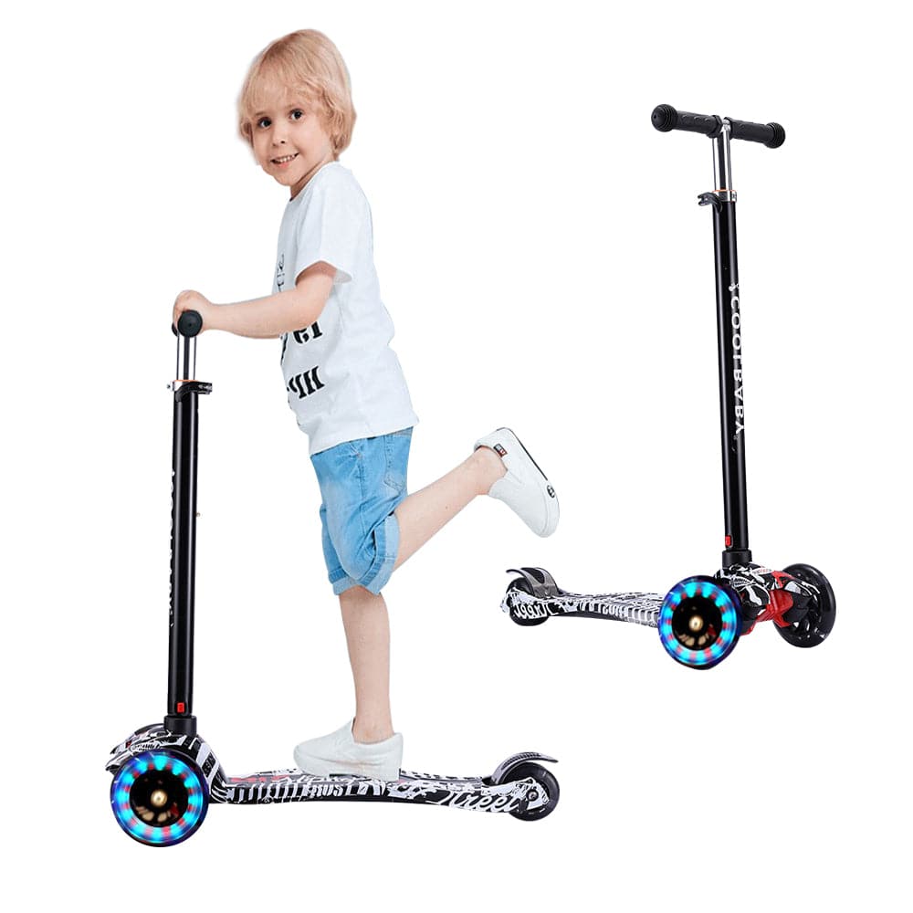 COOLBABY 036S Kids Scooter 3 Wheel 4Wheel Mini Adjustable Kick Scooter with LED Light Up Wheels - COOL BABY
