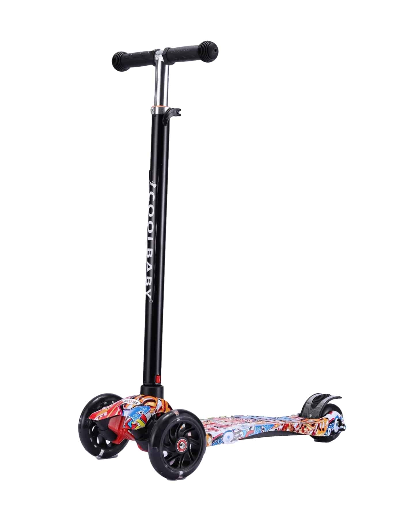 COOLBABY 036S Kids Scooter 3 Wheel 4Wheel Mini Adjustable Kick Scooter with LED Light Up Wheels - COOL BABY