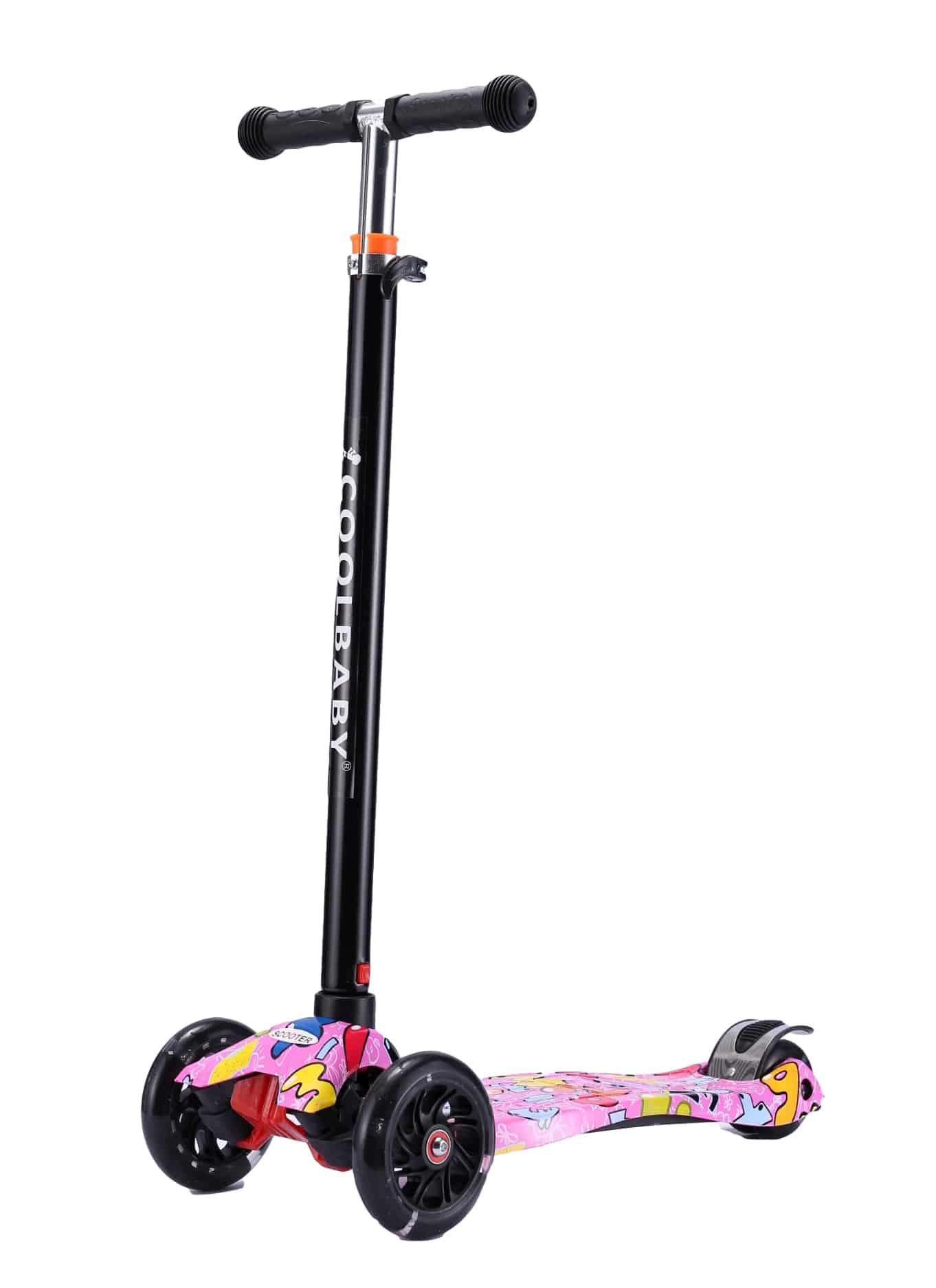 COOLBABY 036S Kids Scooter 3 Wheel 4Wheel Mini Adjustable Kick Scooter with LED Light Up Wheels - COOL BABY