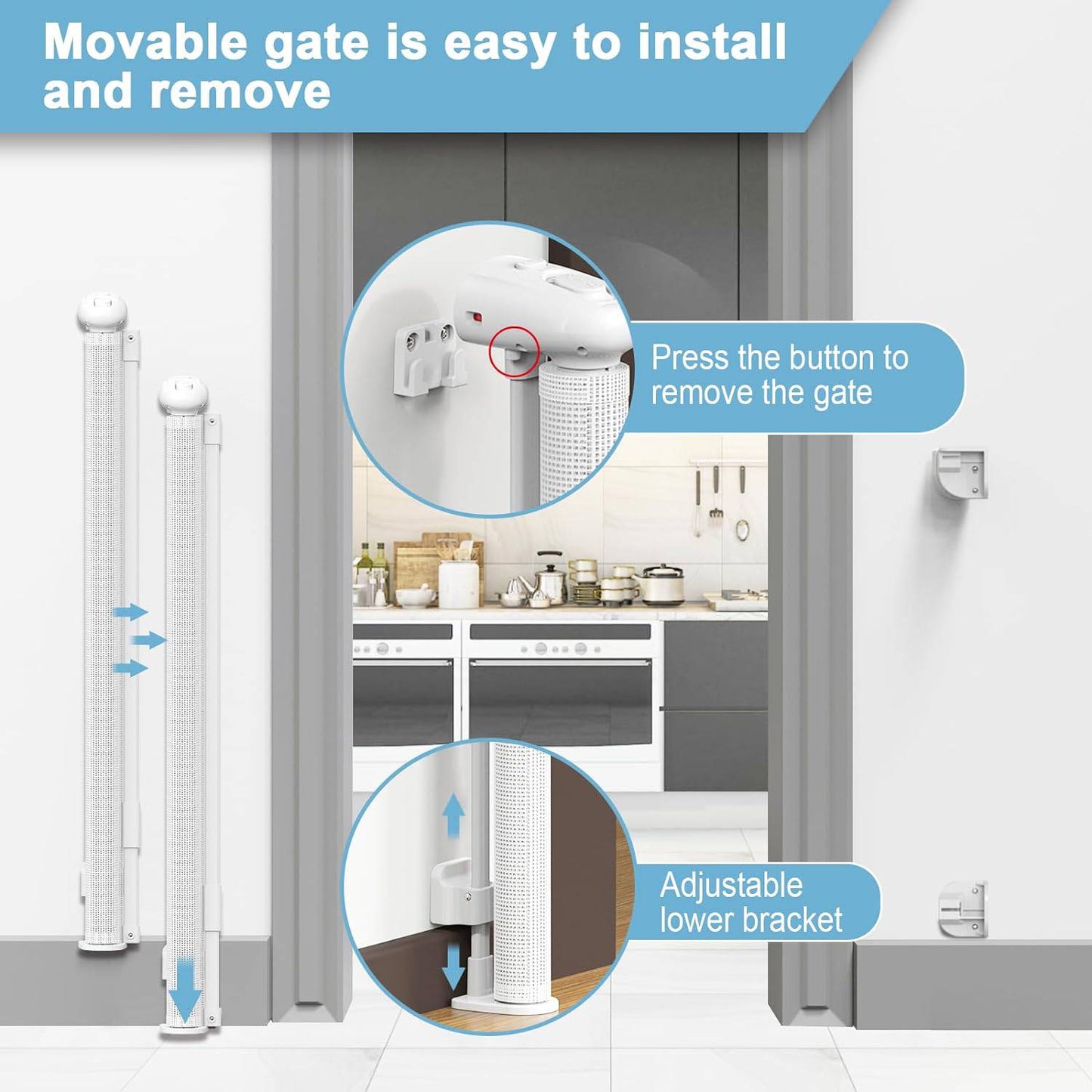 COOLBABY 118 Inch Extra Wide Retractable Baby Gates, Retractable Door Rails - COOLBABY