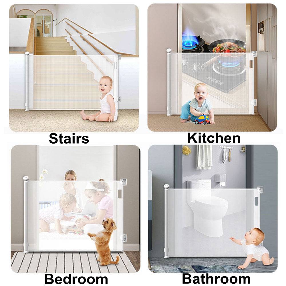 COOLBABY 118 Inch Extra Wide Retractable Baby Gates, Retractable Door Rails - COOLBABY