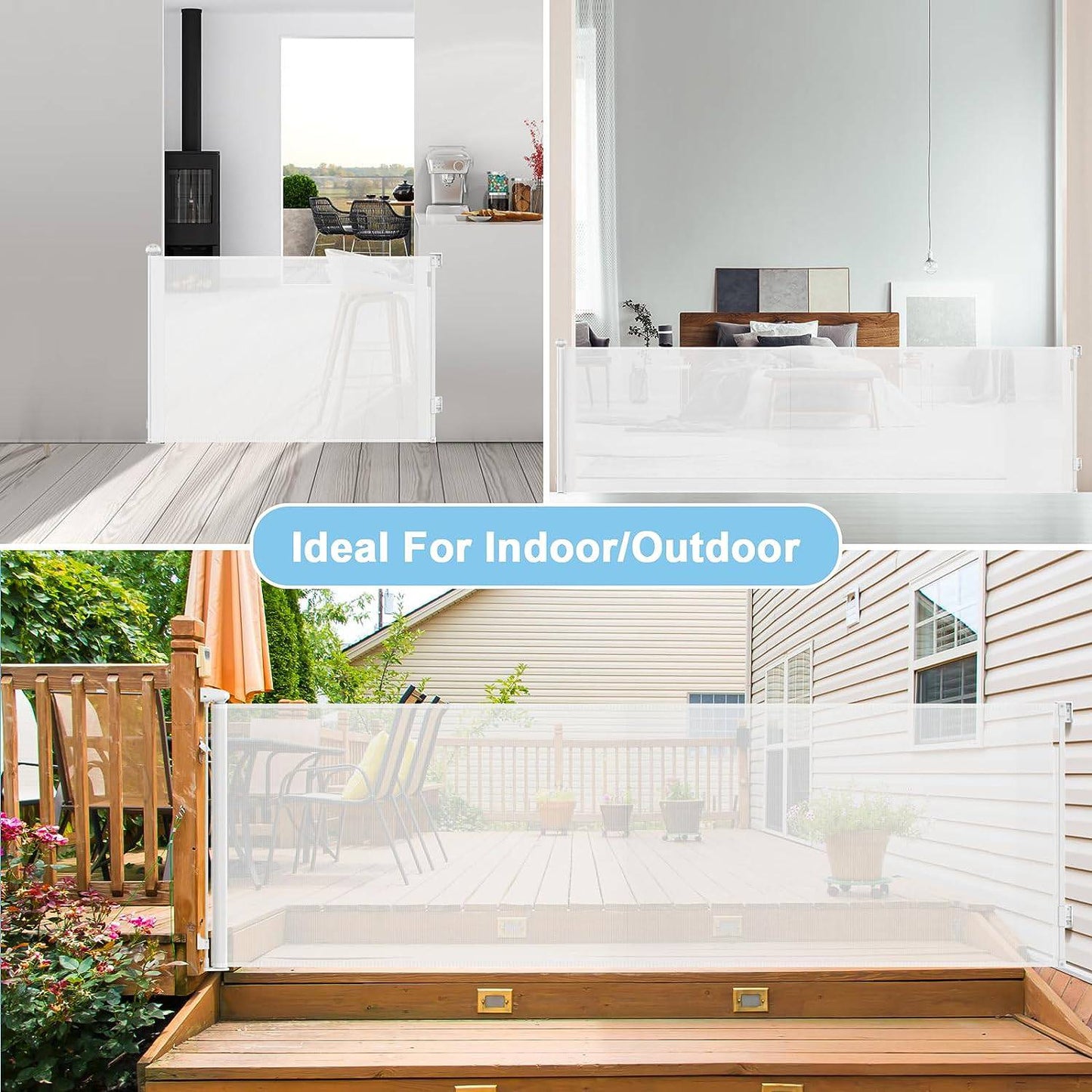 COOLBABY 118 Inch Extra Wide Retractable Baby Gates, Retractable Door Rails - COOLBABY