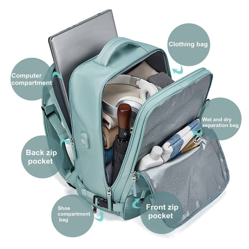COOLBABY 17 Inch Large Travel Backpack, Multifunctional Backpack with USB Port - COOLBABY