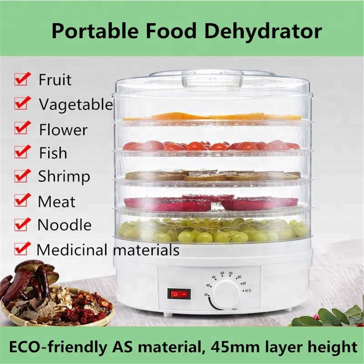 COOLBABY 350 W 5 Layer Food Dehydrator Dryer with Temperature Control BPA Free for Jerky/Meat/Spice/Herb/Fruit/Vegetable - COOLBABY