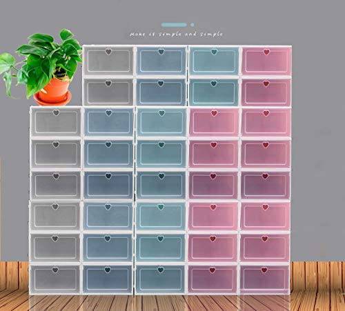 COOLBABY 6 PCS Stackable Shoe Box, Drawer Push Shoe Box Dustproof Transparent Boxes Plastic - COOLBABY