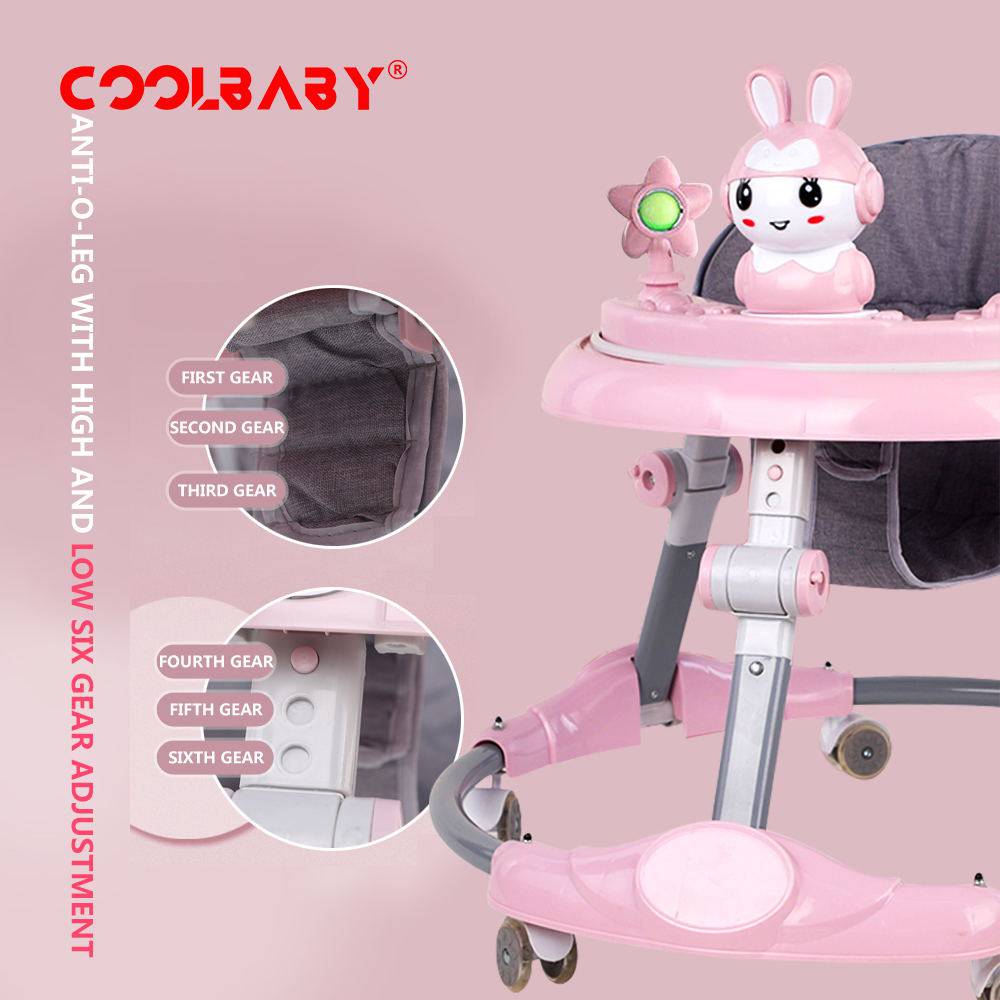 COOLBABY A136D Baby walker multifunctional anti-rollover anti-O leg can sit folding - COOL BABY