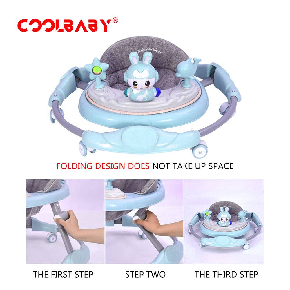 COOLBABY A136D Baby walker multifunctional anti-rollover anti-O leg can sit folding - COOL BABY
