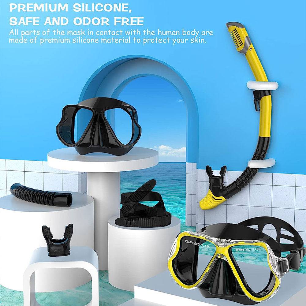 COOLBABY Adult Diving Goggles Breathing Apparatus Two-Piece Set,Dry Snorkel Set - COOLBABY