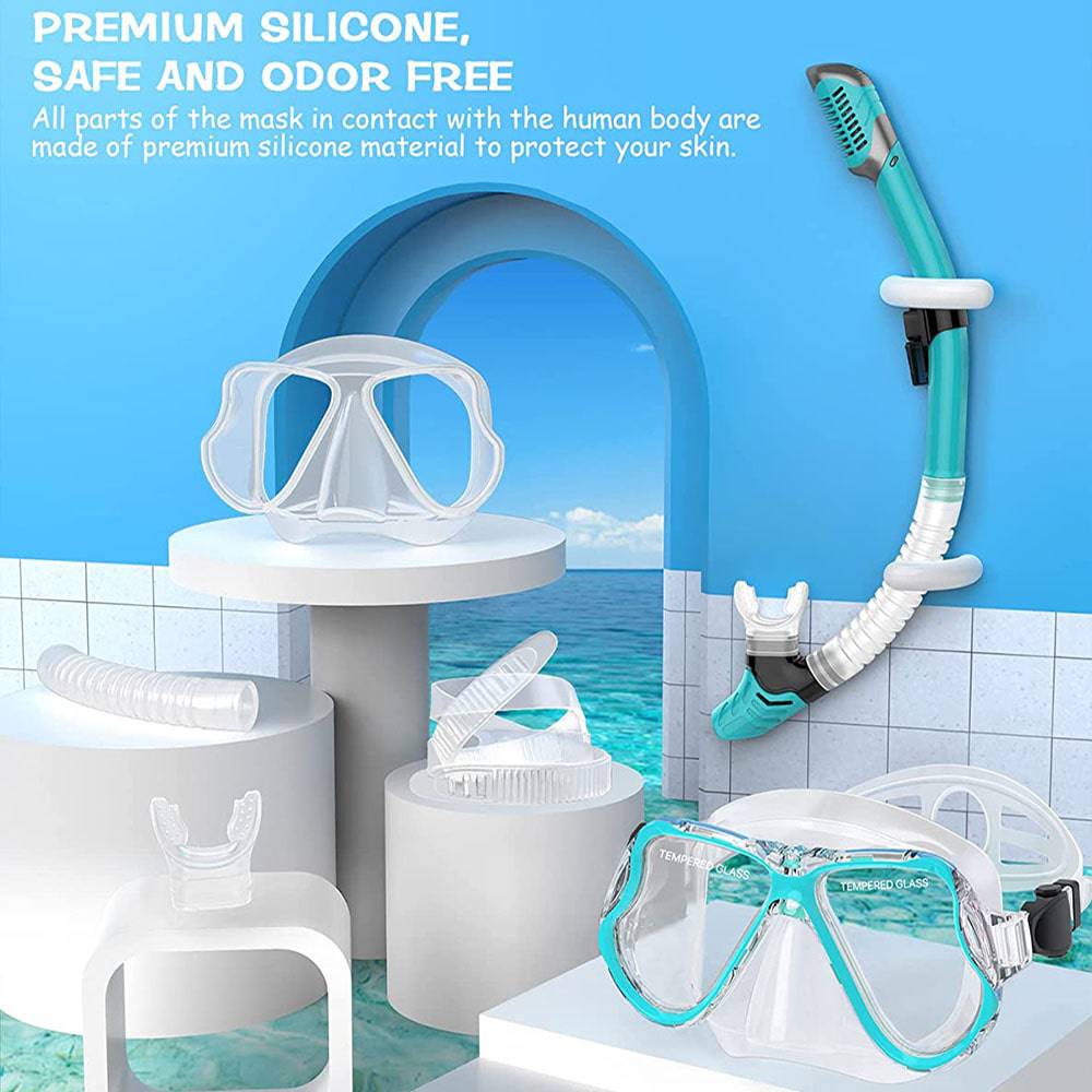 COOLBABY Adult Diving Goggles Breathing Apparatus Two-Piece Set,Dry Snorkel Set - COOLBABY