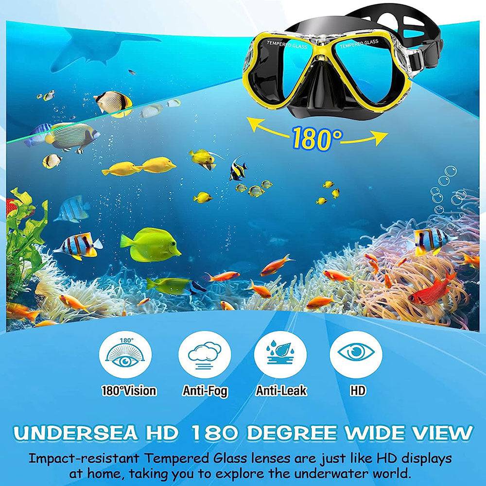 COOLBABY Adult Diving Goggles Breathing Apparatus Two-Piece Set,Dry Snorkel Set - COOLBABY