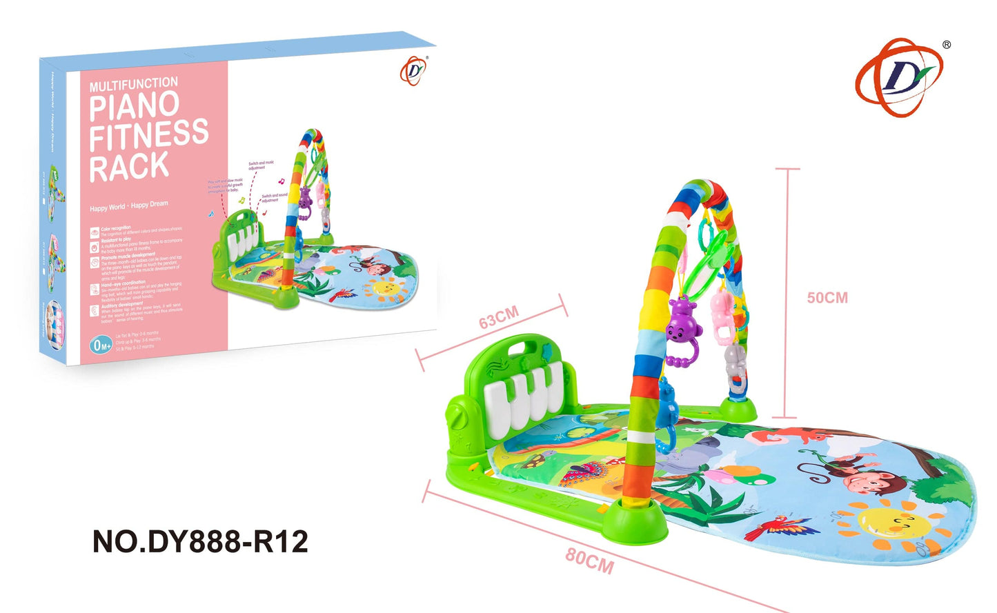 COOLBABY Baby Play Mat Large Play Learn Infant Gym Toys Piano Activity Baby Kick - COOL BABY