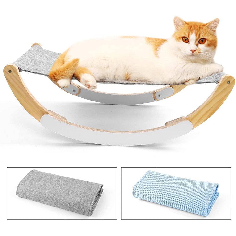 COOLBABY Cat Bed Pet Bed,Pet Shaker,Anti-slip Mat Design,Washable Breathable Cloth Pad,Solid Wood Cat Bed,for Little Cat and Little Dog - COOL BABY