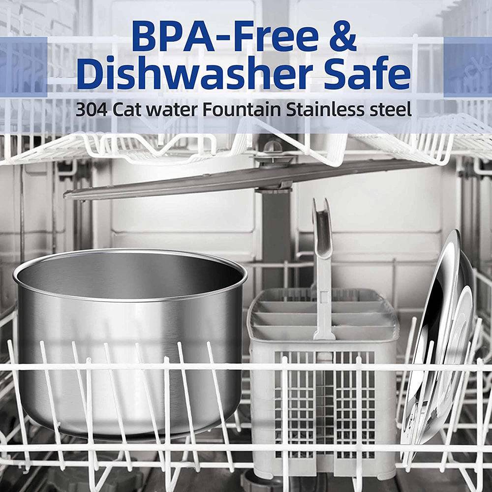 COOLBABY Cat Water Fountain,Multiple Filter,Stainless Steel Pet Water Fountain,Safety Silent Water Pump,Buoy water level detection,2L - COOLBABY