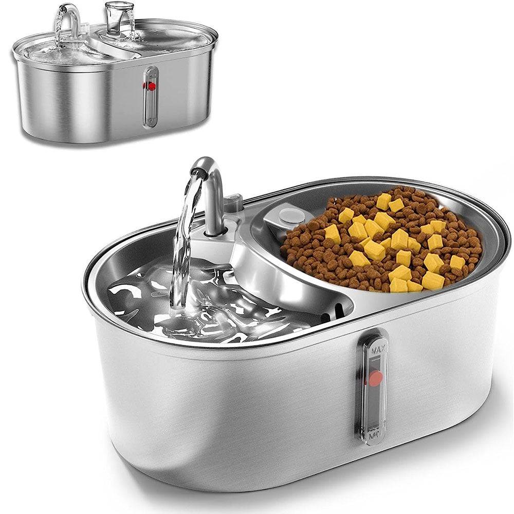 COOLBABY Cat Water Fountain,Multiple Filter,Stainless Steel Pet Water Fountain,Safety Silent Water Pump,Buoy water level detection,2L - COOLBABY