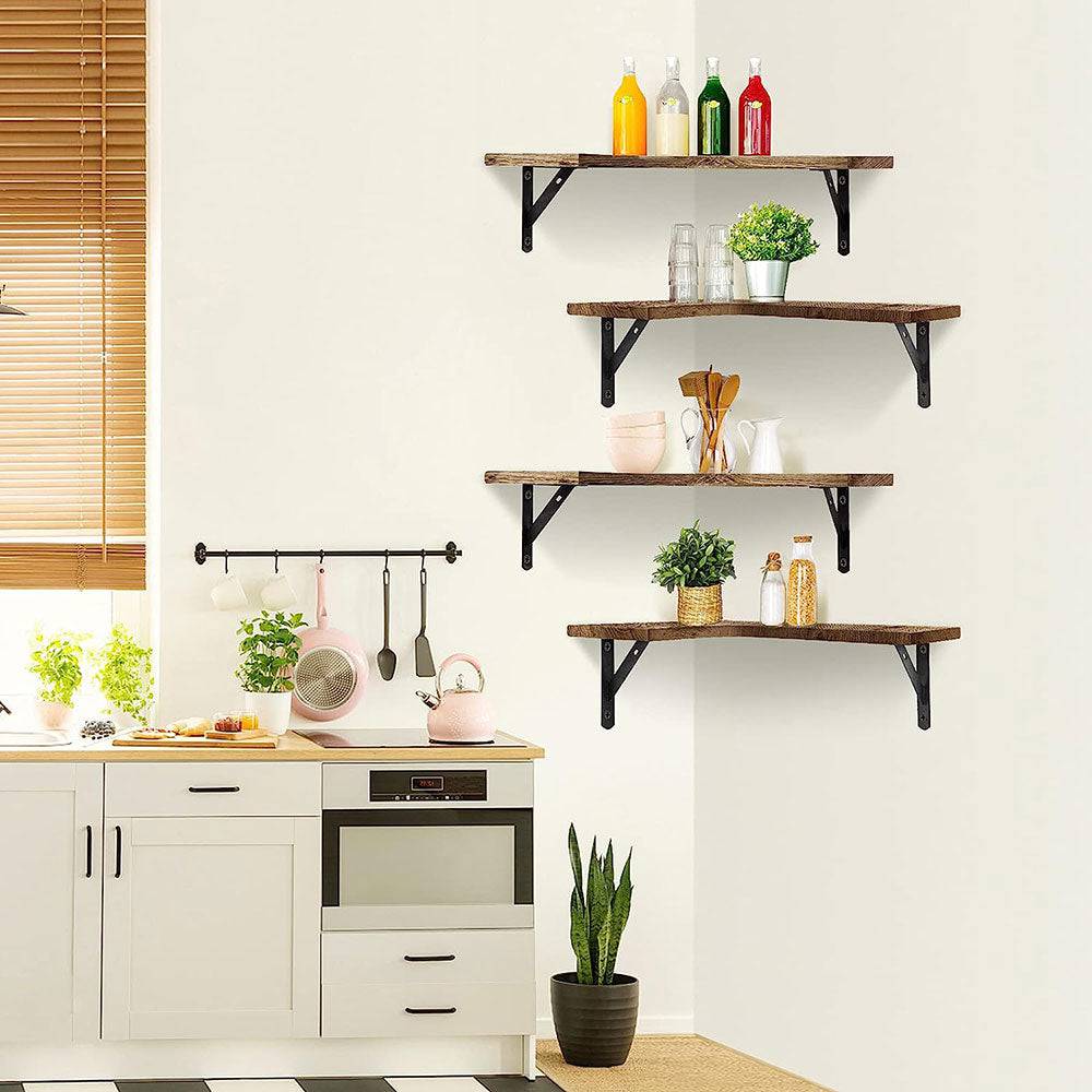 COOLBABY Corner Floating Shelves for Wall,Rustic Wood Wall Shelves Storage Display Shelf Decor - COOLBABY