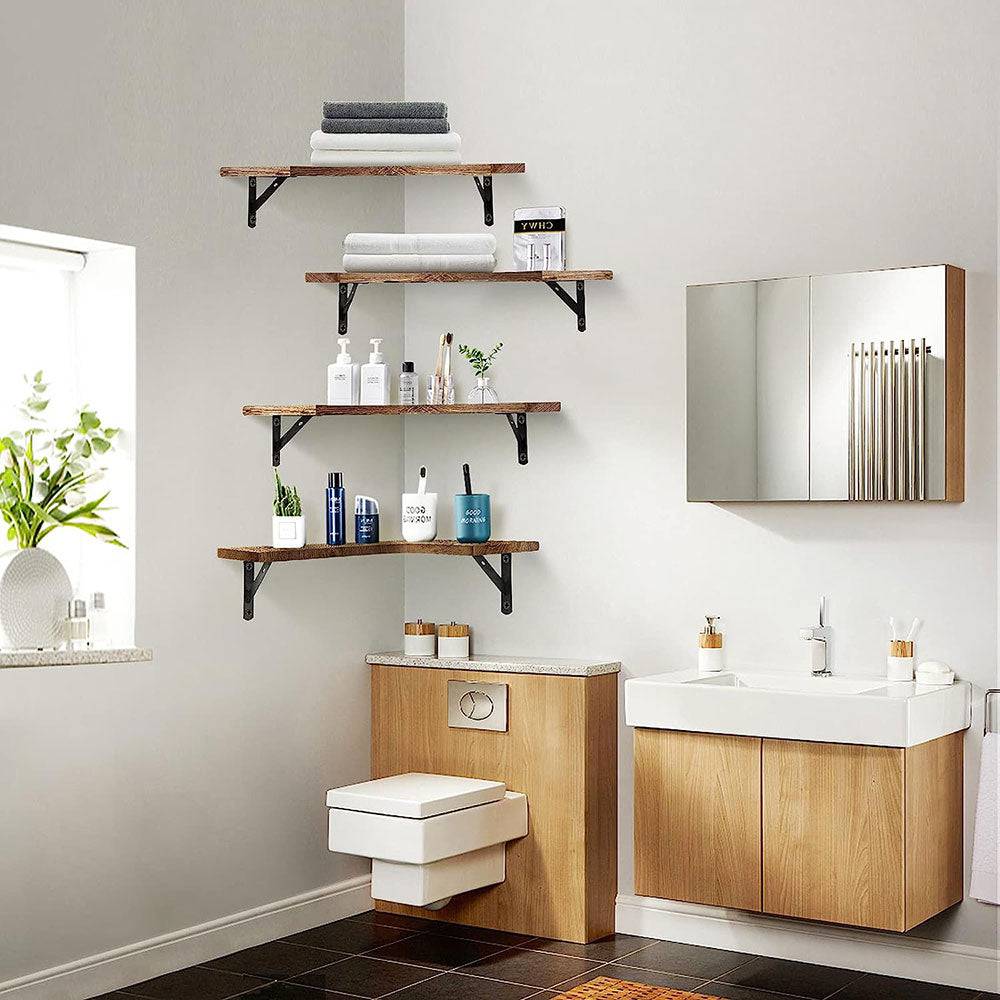 COOLBABY Corner Floating Shelves for Wall,Rustic Wood Wall Shelves Storage Display Shelf Decor - COOLBABY