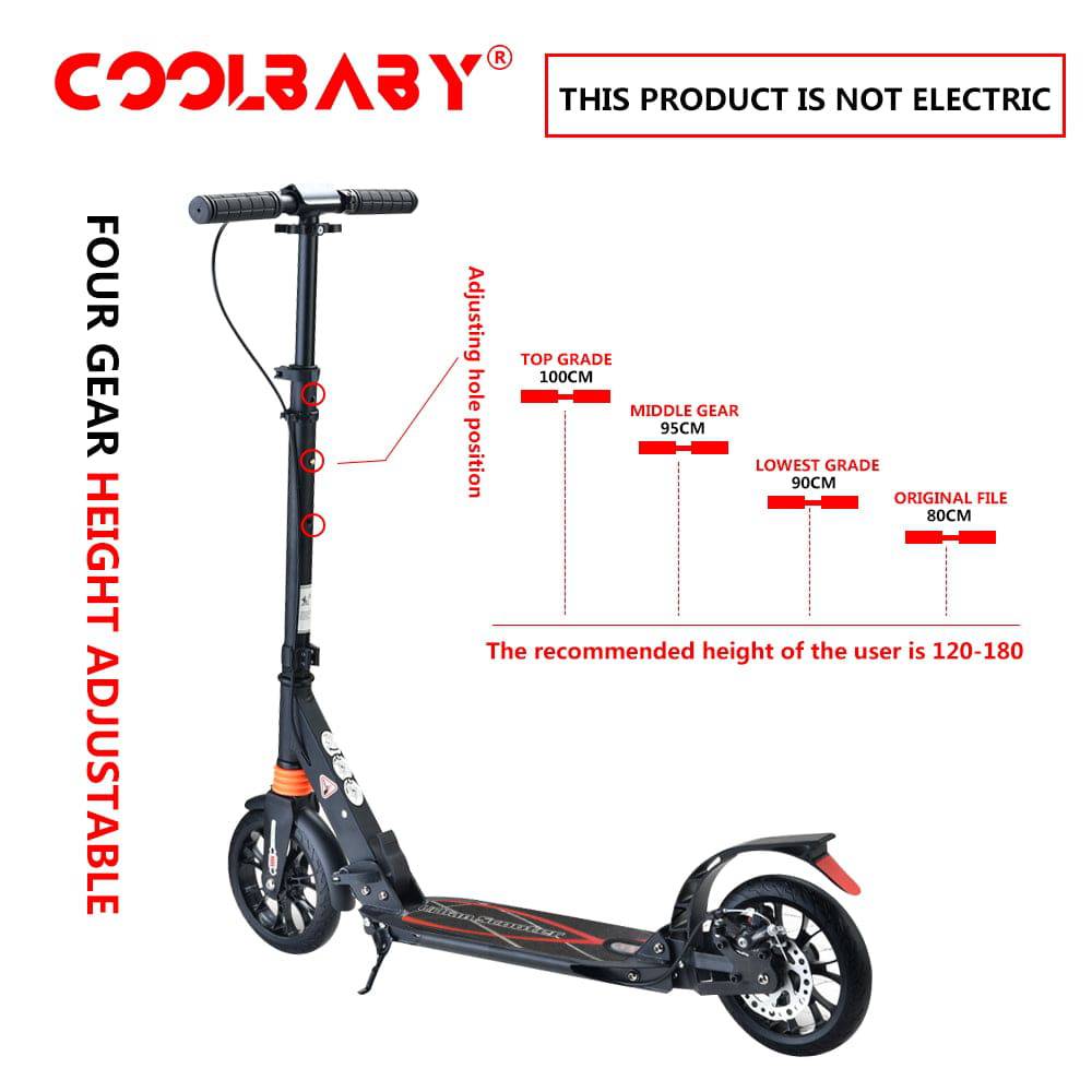 COOLBABY CRHB2-BLK Collapsible Scooter for Adults - COOL BABY
