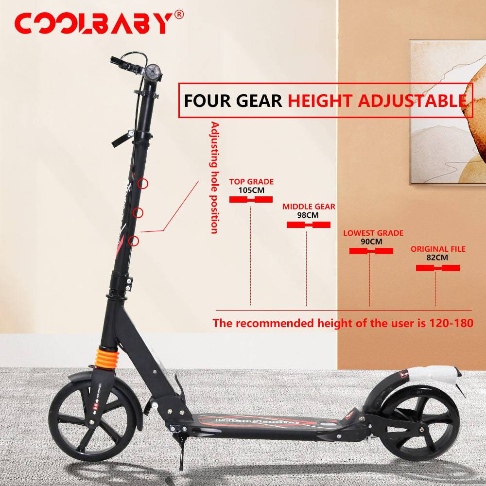 COOLBABY CS003 Premium Comfort Scooter with Adjustable Handlebar and Quick-Fold Mechanism - COOL BABY
