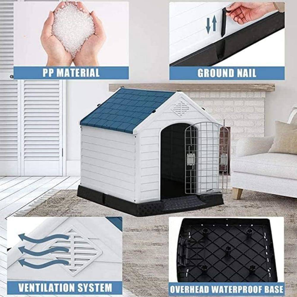 COOLBABY Dog Kennel, Large Medium Dog, Waterproof Plastic Dog Kennel with Vent - COOLBABY