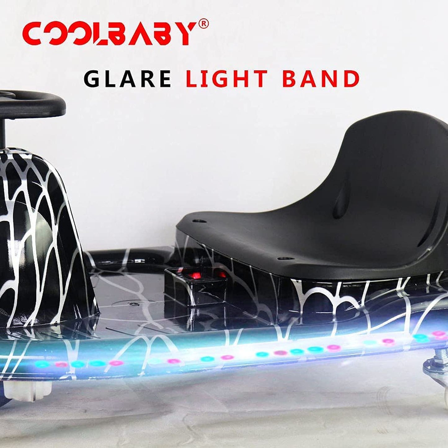 COOLBABY DP7H Drift Crazy Cart Electric Scooter Go Kart for Kids 3 Wheel Ride On Scooter Toy With LED Light & Helmet Protective Gear - COOLBABY