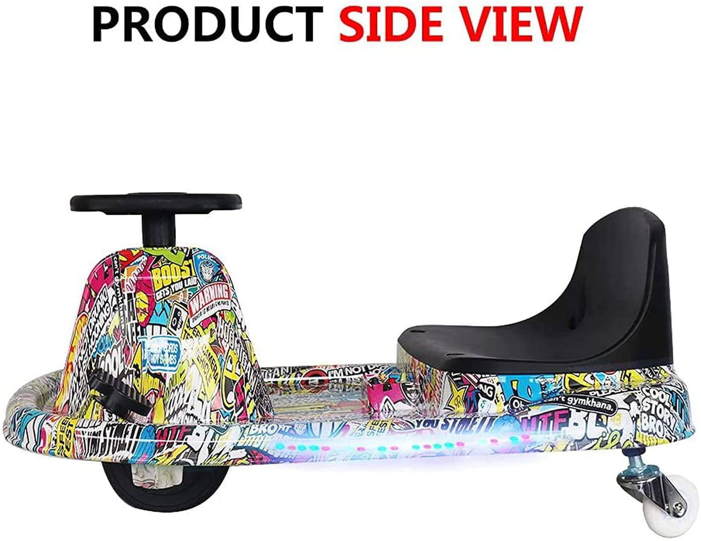 COOLBABY DP7H Drift Crazy Cart Electric Scooter Go Kart for Kids 3 Wheel Ride On Scooter Toy With LED Light & Helmet Protective Gear - COOLBABY