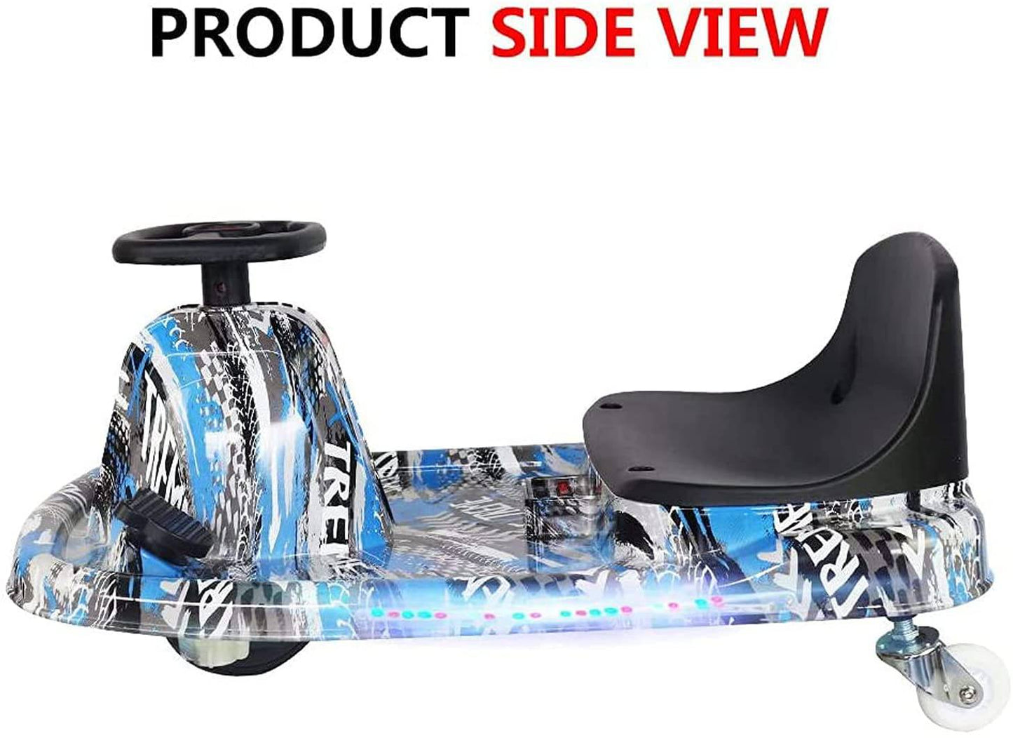 COOLBABY DP7H Drift Crazy Cart Electric Scooter Go Kart for Kids 3 Wheel Ride On Scooter Toy With LED Light & Helmet Protective Gear - COOLBABY