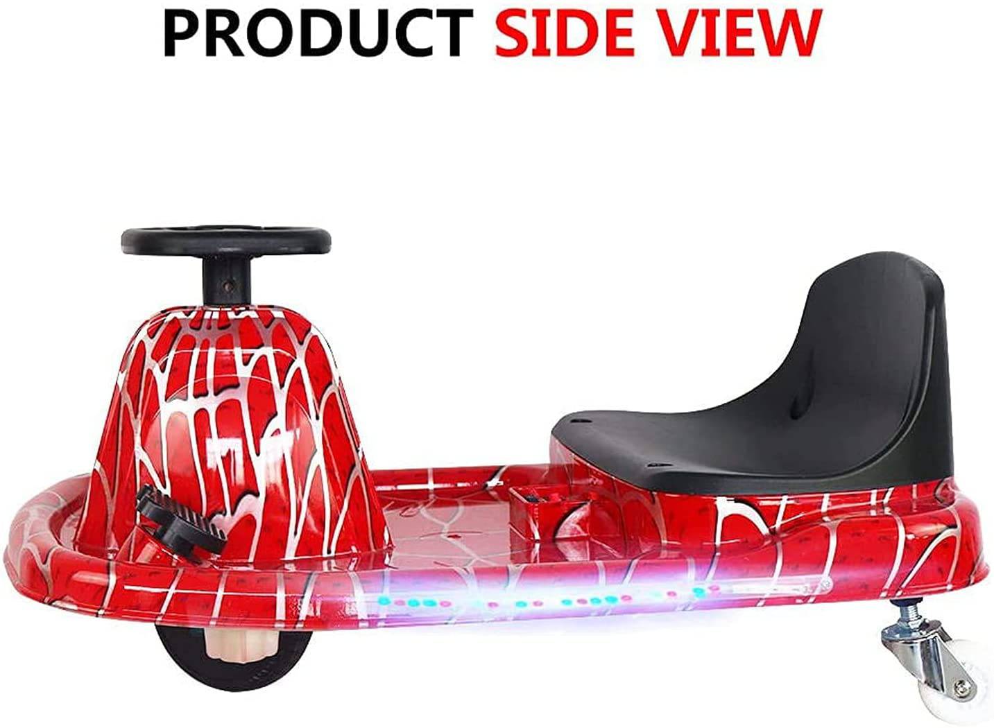COOLBABY DP7H Drift Crazy Cart Electric Scooter Go Kart for Kids 3 Wheel Ride On Scooter Toy With LED Light & Helmet Protective Gear - COOLBABY