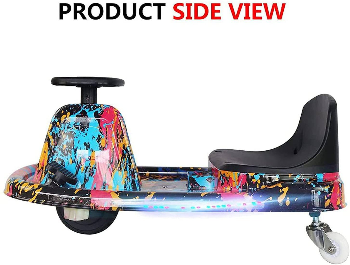 COOLBABY DP7H Drift Crazy Cart Electric Scooter Go Kart for Kids 3 Wheel Ride On Scooter Toy With LED Light & Helmet Protective Gear - COOLBABY