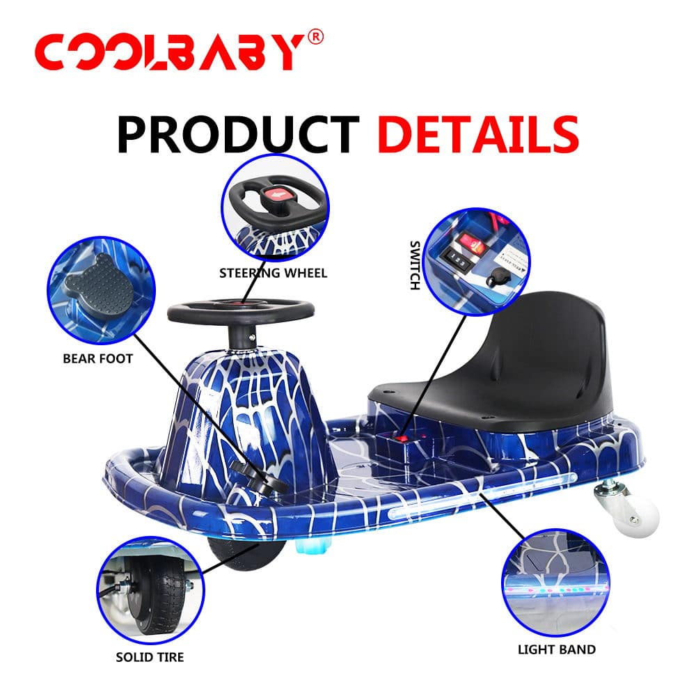 COOLBABY DP7H-LHX 3 Speed 36V Electric 360 Spinning Drifting Ride On Scooter Crazy Car For Kids good gifts - COOLBABY