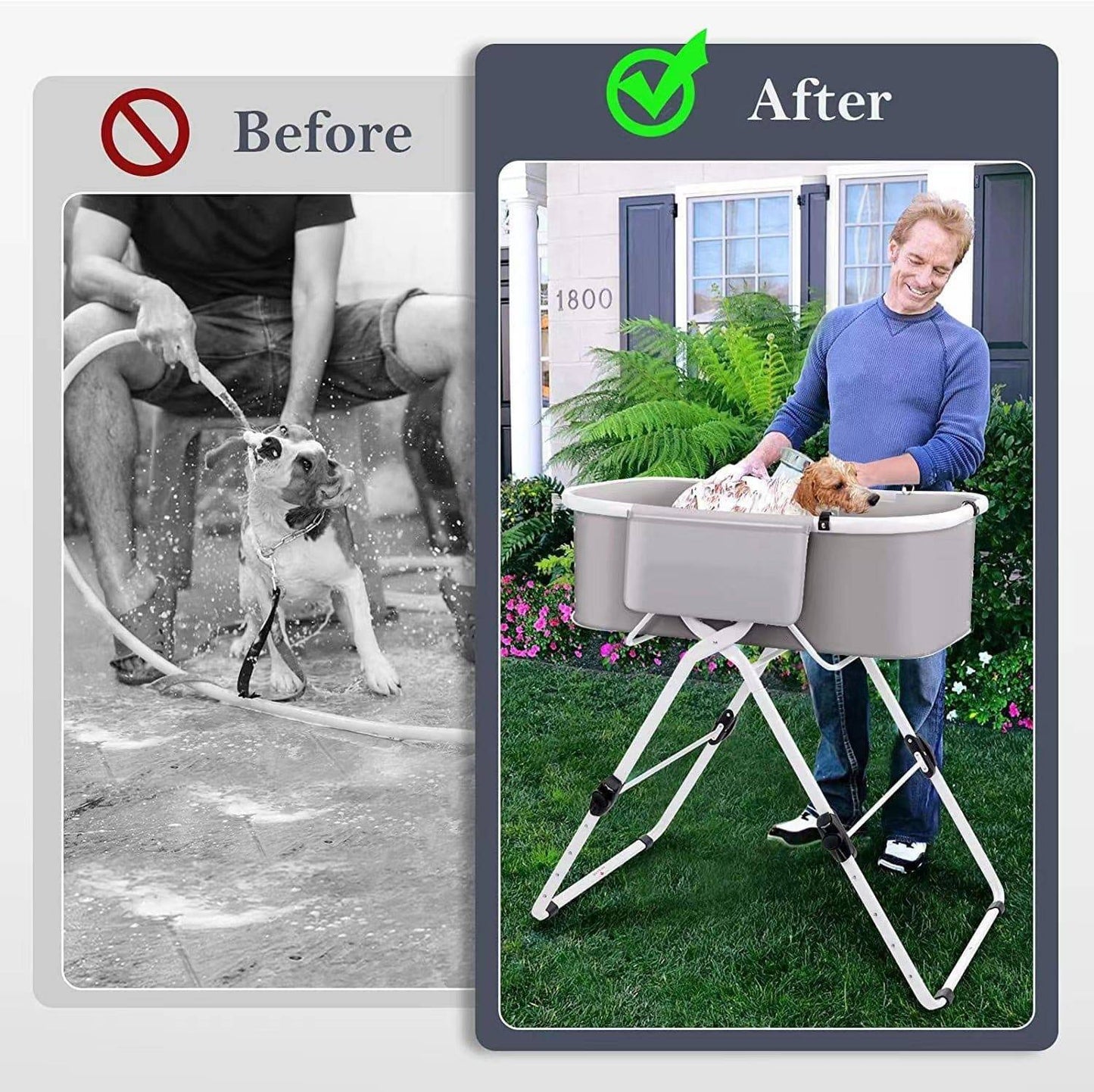 COOLBABY Elevated Dog Bath - 5 Height Adjustable Foldable And Portable Dog Washing Stations - COOLBABY