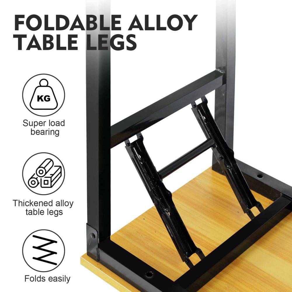 COOLBABY Folding Table - Multifunctional Portable Desk Camping, Garden, Picnic, Coffee, BBQ - 80x40x75 cm, Wood - COOLBABY