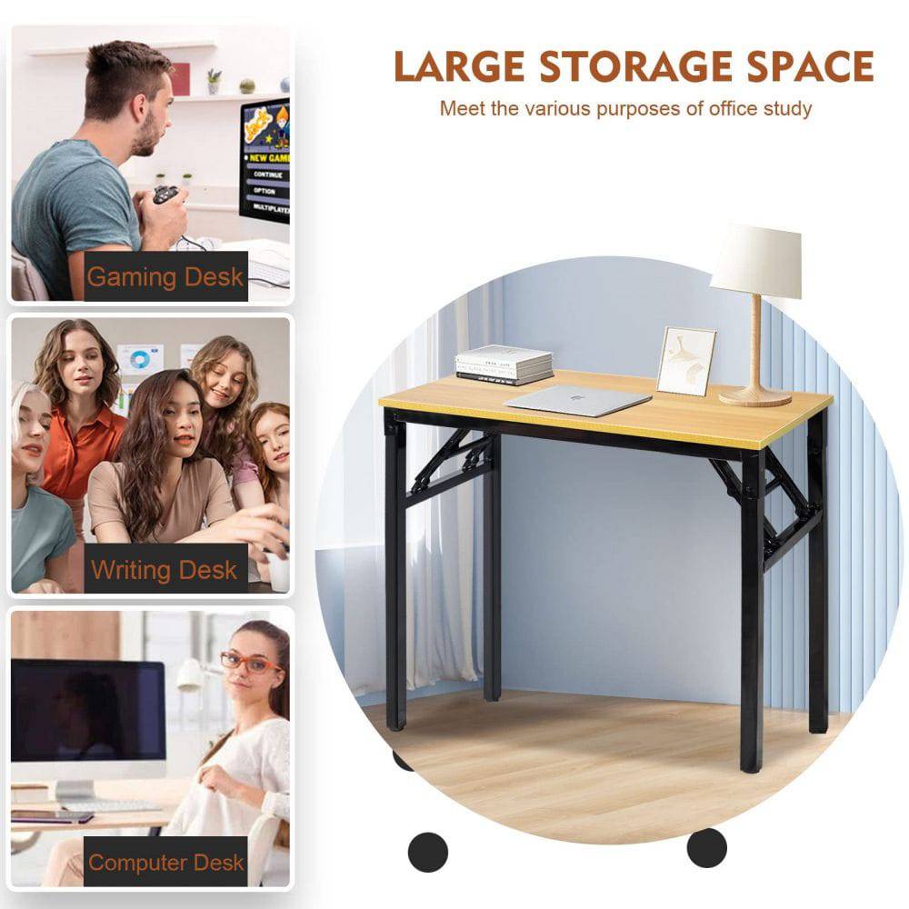 COOLBABY Folding Table - Multifunctional Portable Desk Camping, Garden, Picnic, Coffee, BBQ - 80x40x75 cm, Wood - COOLBABY