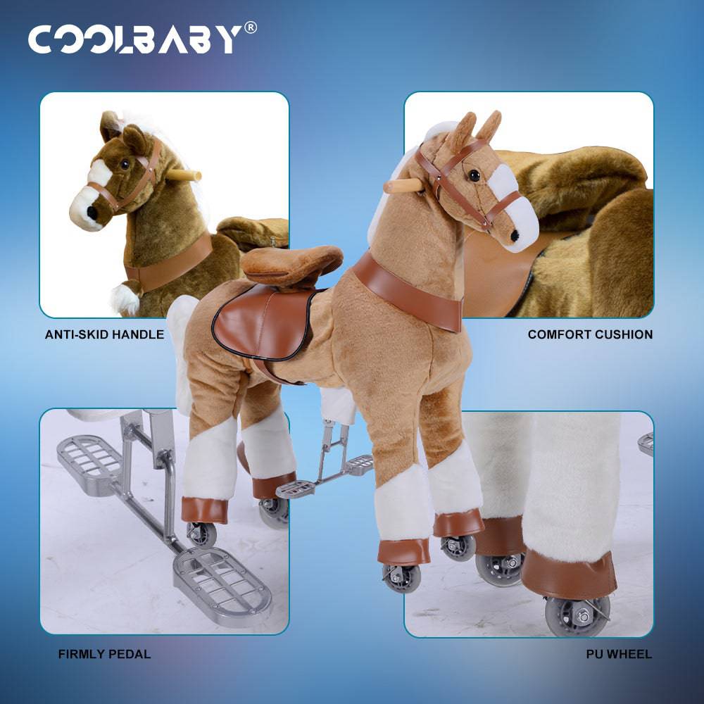COOLBABY Horse Ride on Toy for Toddlers,Ride on Rocking Horse Toy Plush Walking Pony Mechanical Riding Horse - COOLBABY