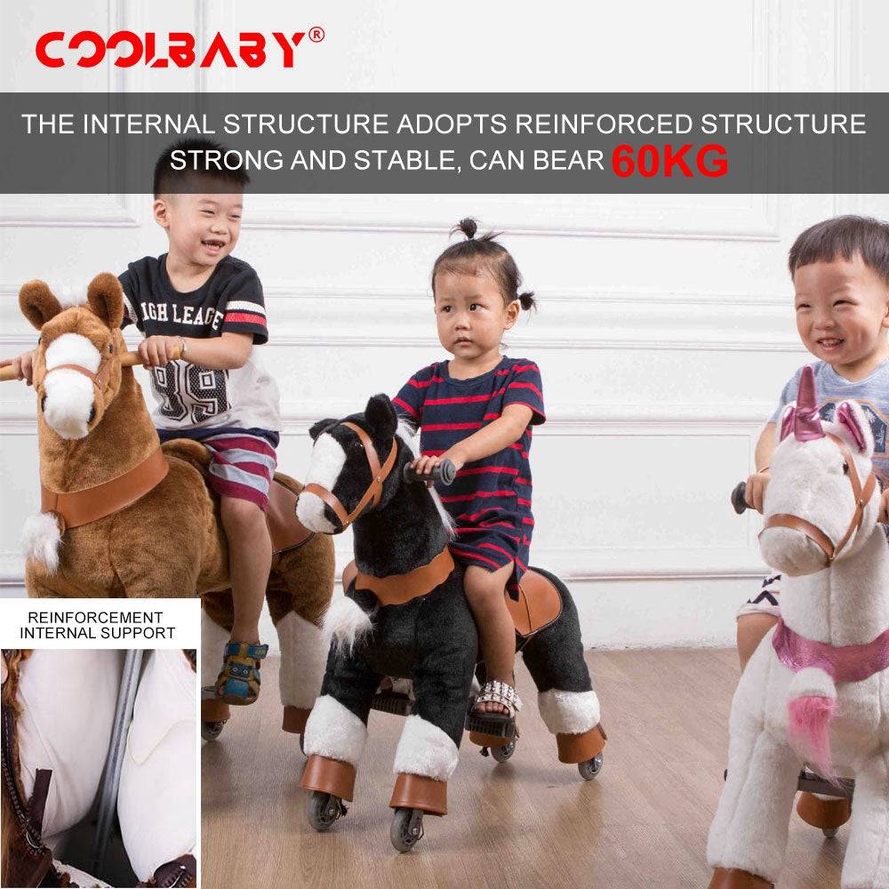 COOLBABY Horse Ride on Toy for Toddlers,Ride on Rocking Horse Toy Plush Walking Pony Mechanical Riding Horse - COOLBABY