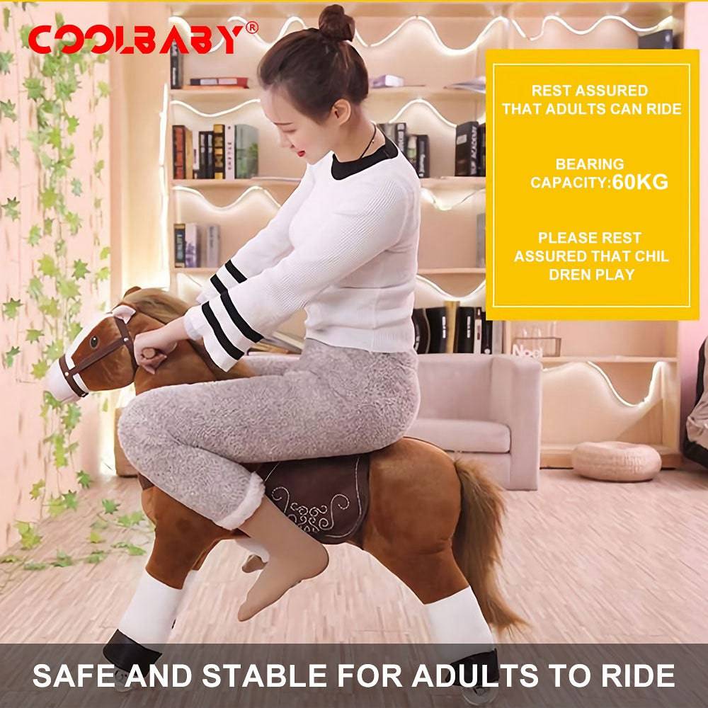 COOLBABY Horse Ride on Toy for Toddlers,Ride on Rocking Horse Toy Plush Walking Pony Mechanical Riding Horse - COOLBABY