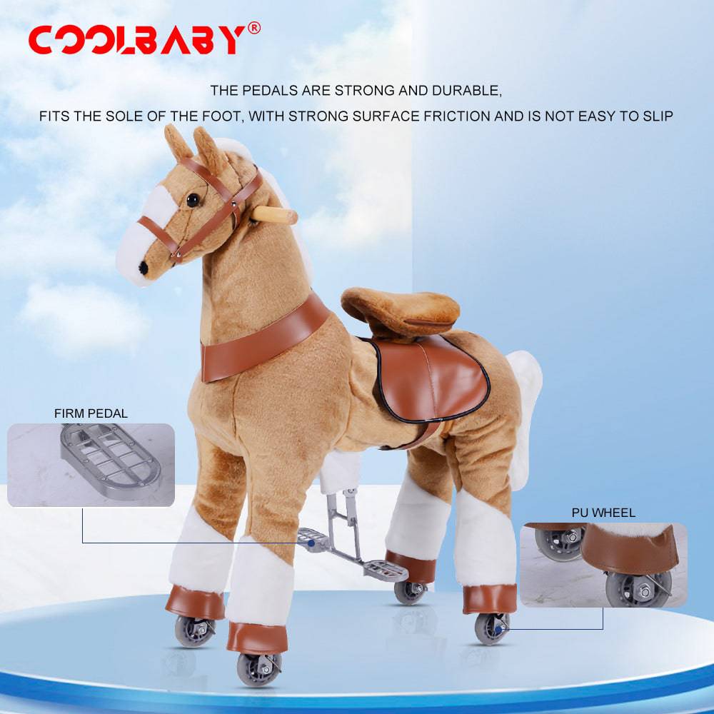 COOLBABY Horse Ride on Toy for Toddlers,Ride on Rocking Horse Toy Plush Walking Pony Mechanical Riding Horse - COOLBABY