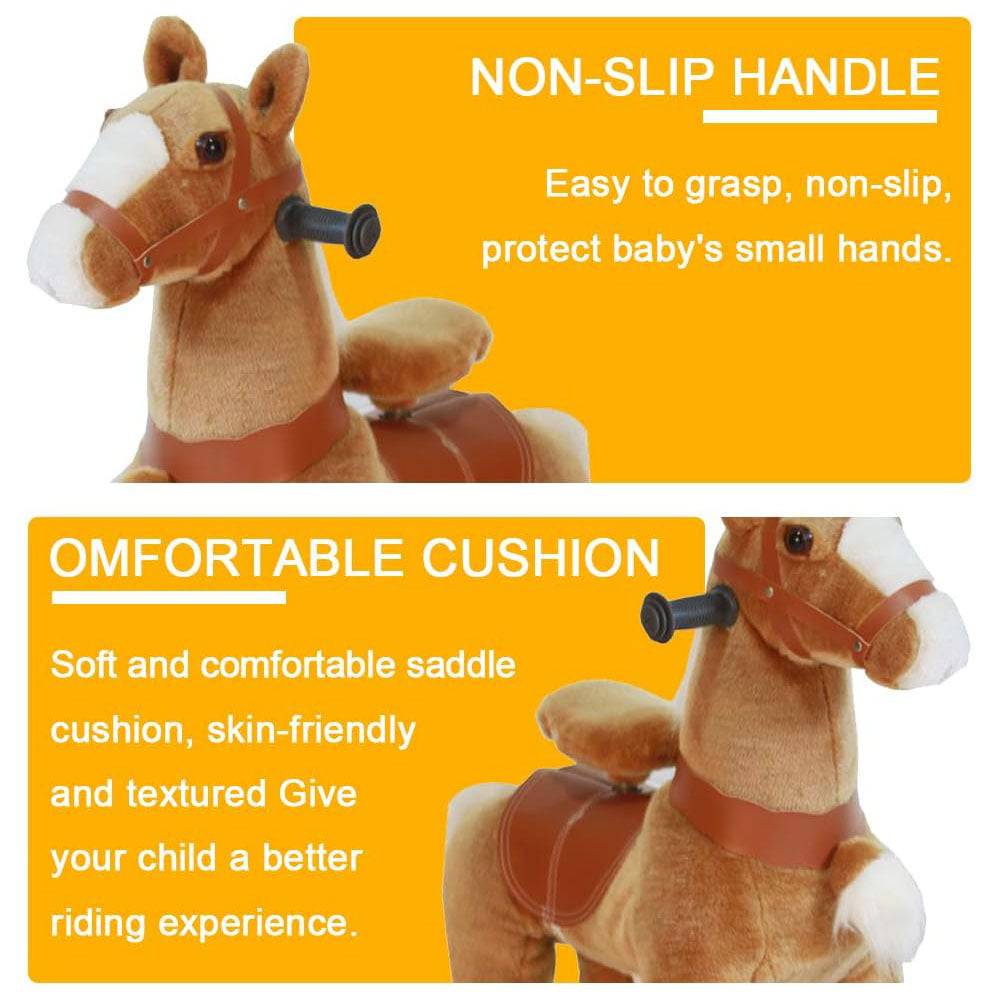 COOLBABY Horse Ride on Toy for Toddlers,Ride on Rocking Horse Toy Plush Walking Pony Mechanical Riding Horse - COOLBABY