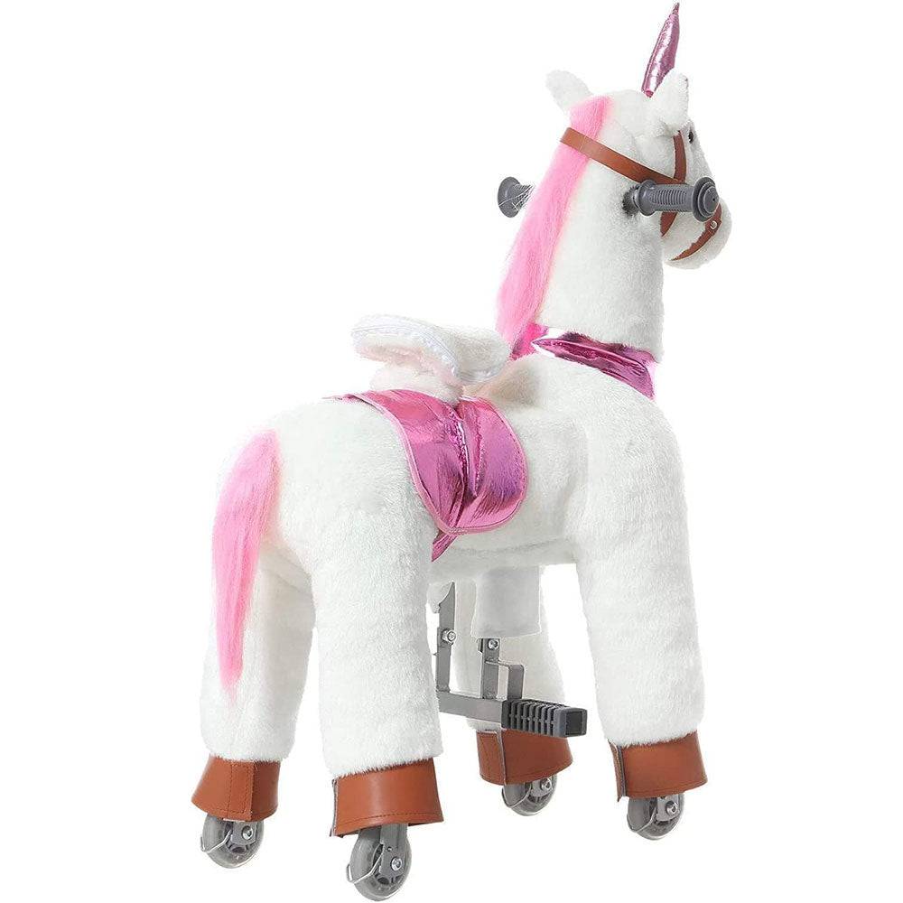 Mechanical Walking Unicorn Ride on Horse Toy with Wheels Giddy-Up Moving Horse Action Pony Riding on Toy Unicorn - COOLBABY