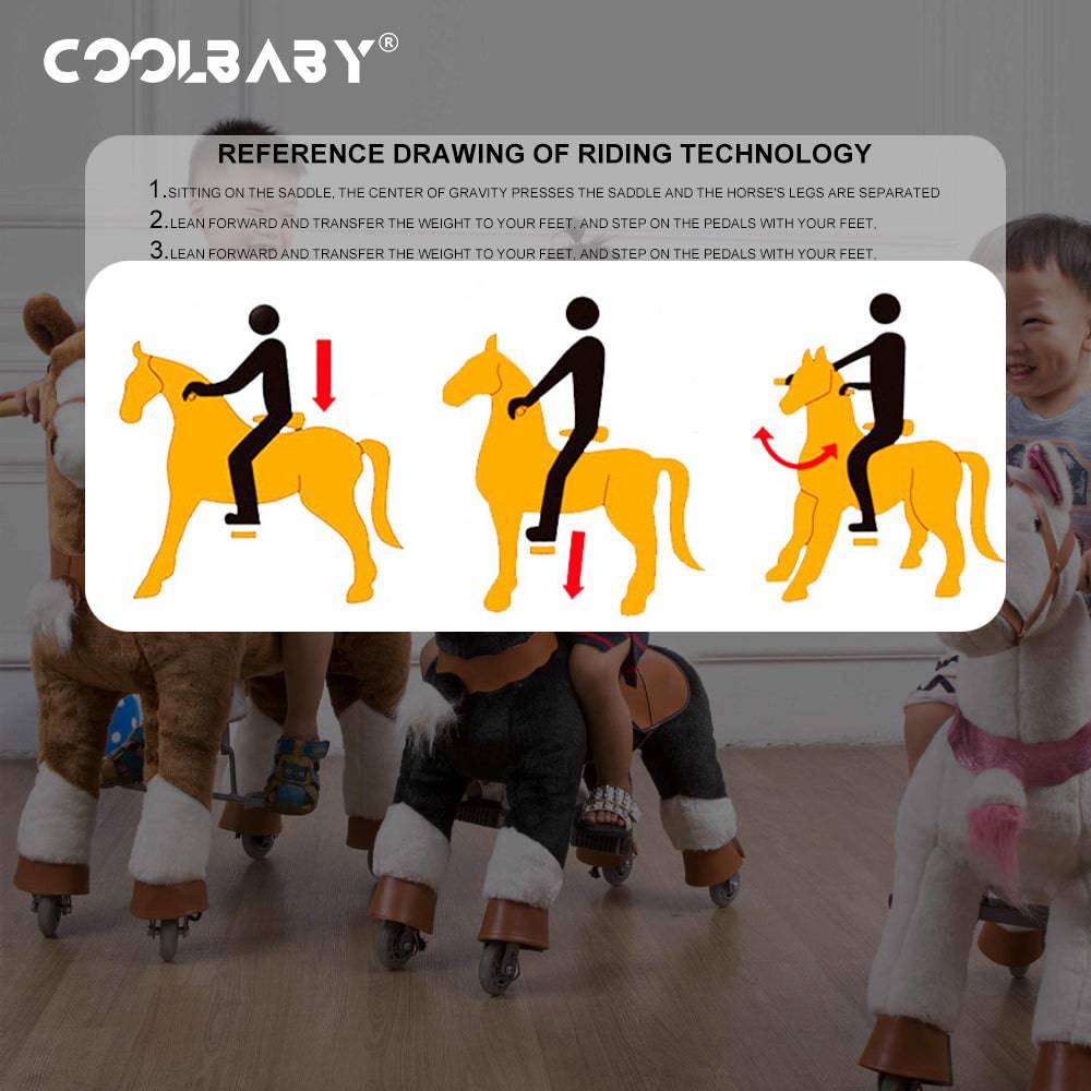 COOLBABY Horse Ride on Toy for Toddlers,Ride on Rocking Horse Toy Plush Walking Pony Mechanical Riding Horse - COOLBABY