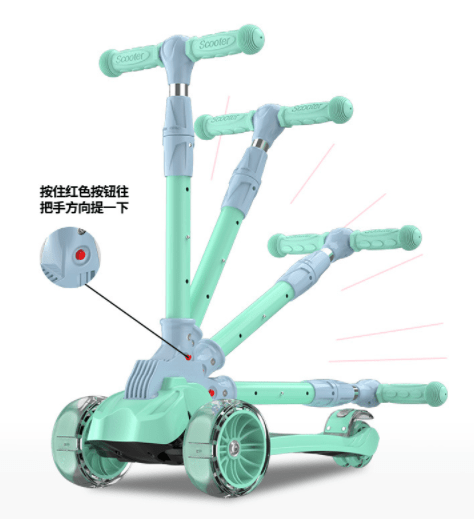 COOLBABY JSMG 3 - Wheel Scooter, Movable And Adjustable Seat, LED Flash PU Wheel - COOL BABY