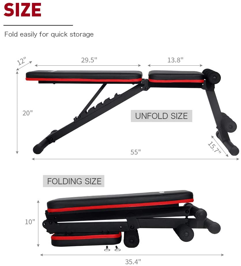 COOLBABY JSY189-1 Multifunctional Weightlifting Stool, Drop Folding Weightlifting Stool, Adjustable Family Stool, Roman Chair, with Backrest - COOLBABY