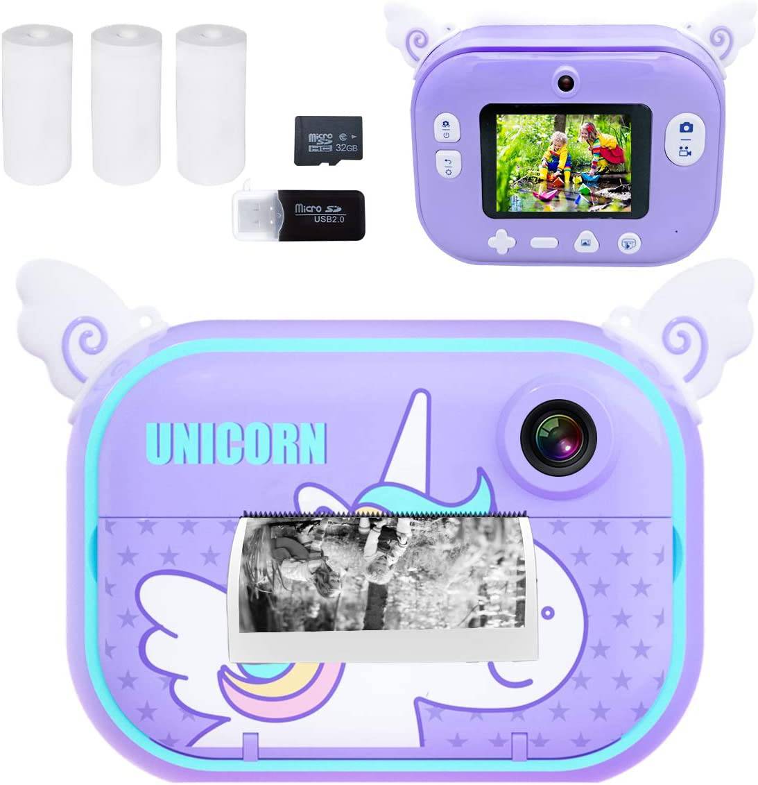 COOLBABY KPCM0 Instant Print Camera for Kids, Girls Boys Zero Ink Print Photo Selfie Video Digital Camera with Paper Film, 3-12 Years Old Children Mini Learning Toy Camera Gifts for Birthday - COOLBABY