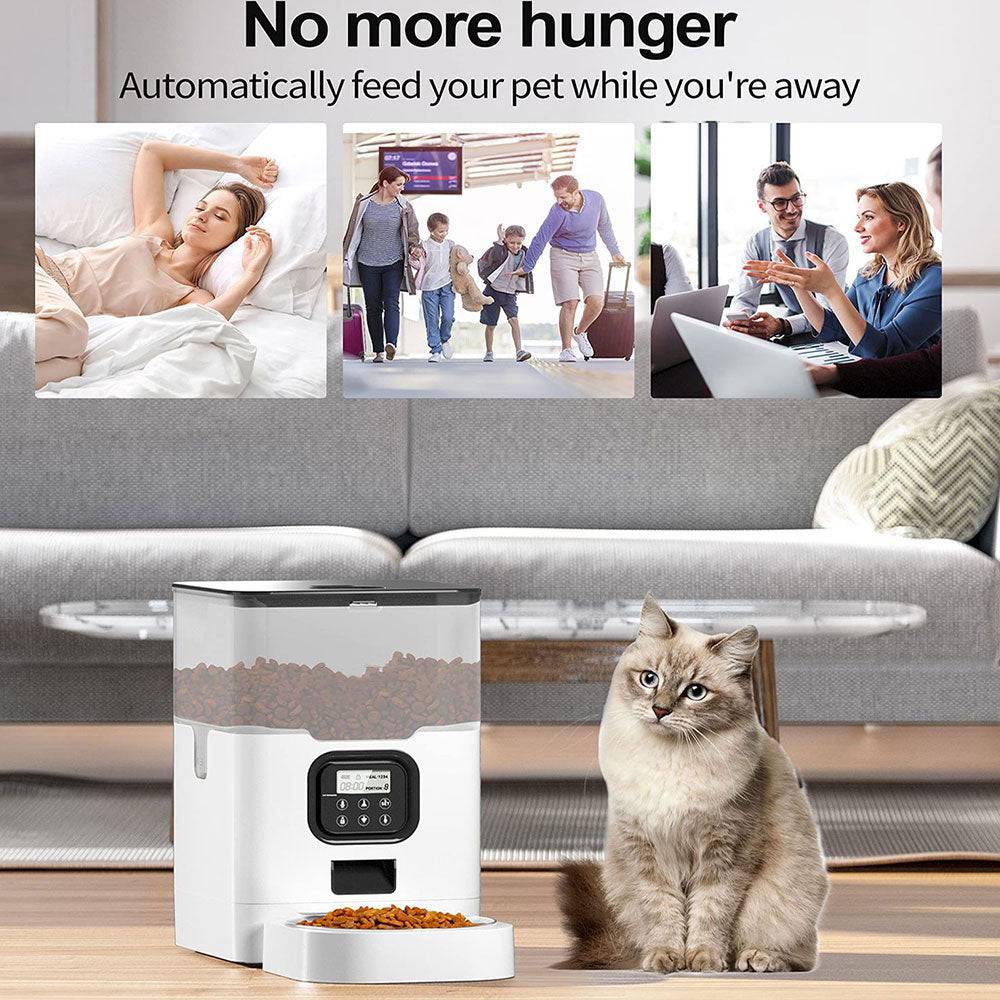 COOLBABY LZM-CWWSQ01 Automatic Pet Feeders for Cats and Dogs,Dry Food Dispenser with Desiccant Bag,Timed Cat Feeder,10s Voice Recorder,4L - COOLBABY