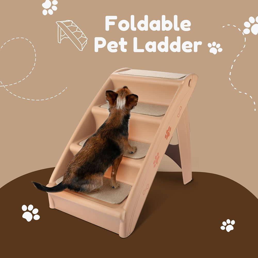 COOLBABY LZM-CWZDPT Pet Stairs,Folding Plastic Ladders Step Ramp for Dog Cat Animal,include Siderails, Non-Slip Pads, Durable, Lightweight,Pet Safe Dog Steps for High Beds - COOLBABY