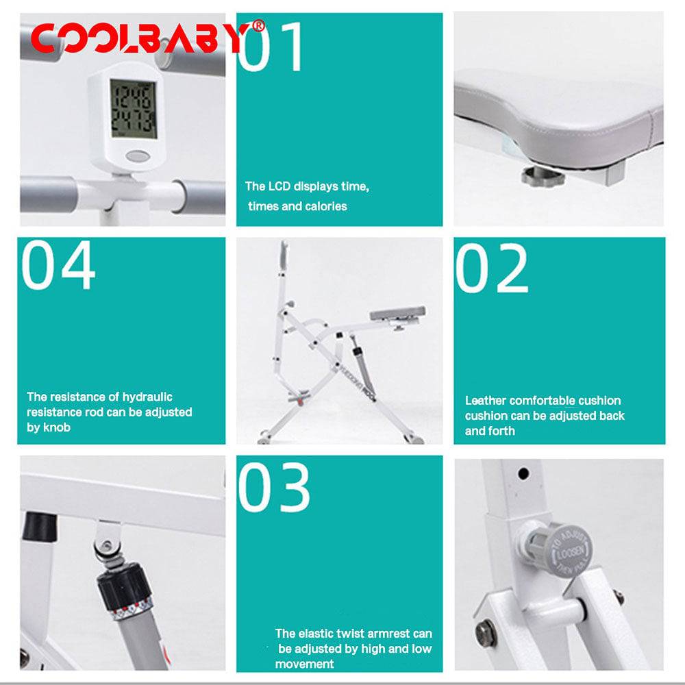 COOLBABY LZM-QMJ03 Indoor Exercise Fitness Horse Riding Machine,12-Speed Resistance Adjustment, Aerobic Exercise Training,White - COOLBABY