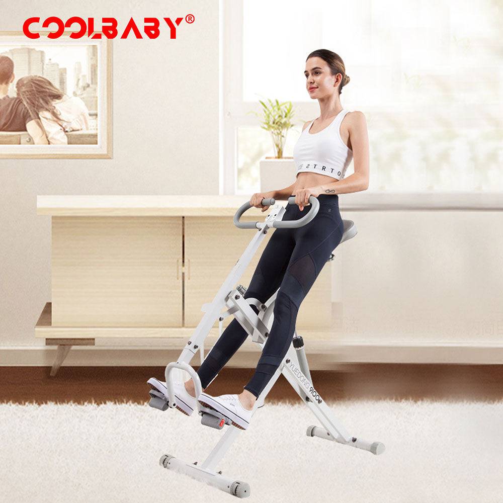 COOLBABY LZM-QMJ03 Indoor Exercise Fitness Horse Riding Machine,12-Speed Resistance Adjustment, Aerobic Exercise Training,White - COOLBABY