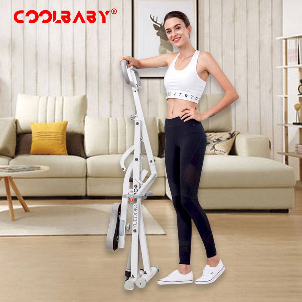 COOLBABY LZM-QMJ03 Indoor Exercise Fitness Horse Riding Machine,12-Speed Resistance Adjustment, Aerobic Exercise Training,White - COOLBABY