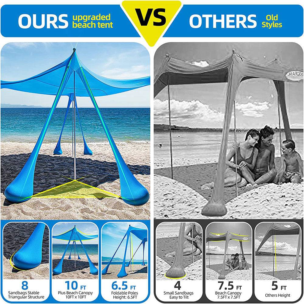 COOLBABY LZM-TM Beach Tent Shading Shed, UPF50+ Anti -ultraviolet Rays, (about 3 × 3 meters) Beaches Sunshade - COOLBABY